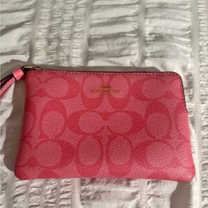 Coach Pink Signature Wristlet Clutch